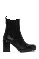 Women's Black Leather Heeled Chelsea Boots | Derimod