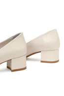 Derimod Flex Women Beige Short Thick Heeled Leather Shoes | Derimod