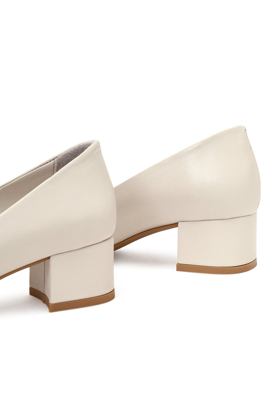 Derimod Flex Women Beige Short Thick Heeled Leather Shoes