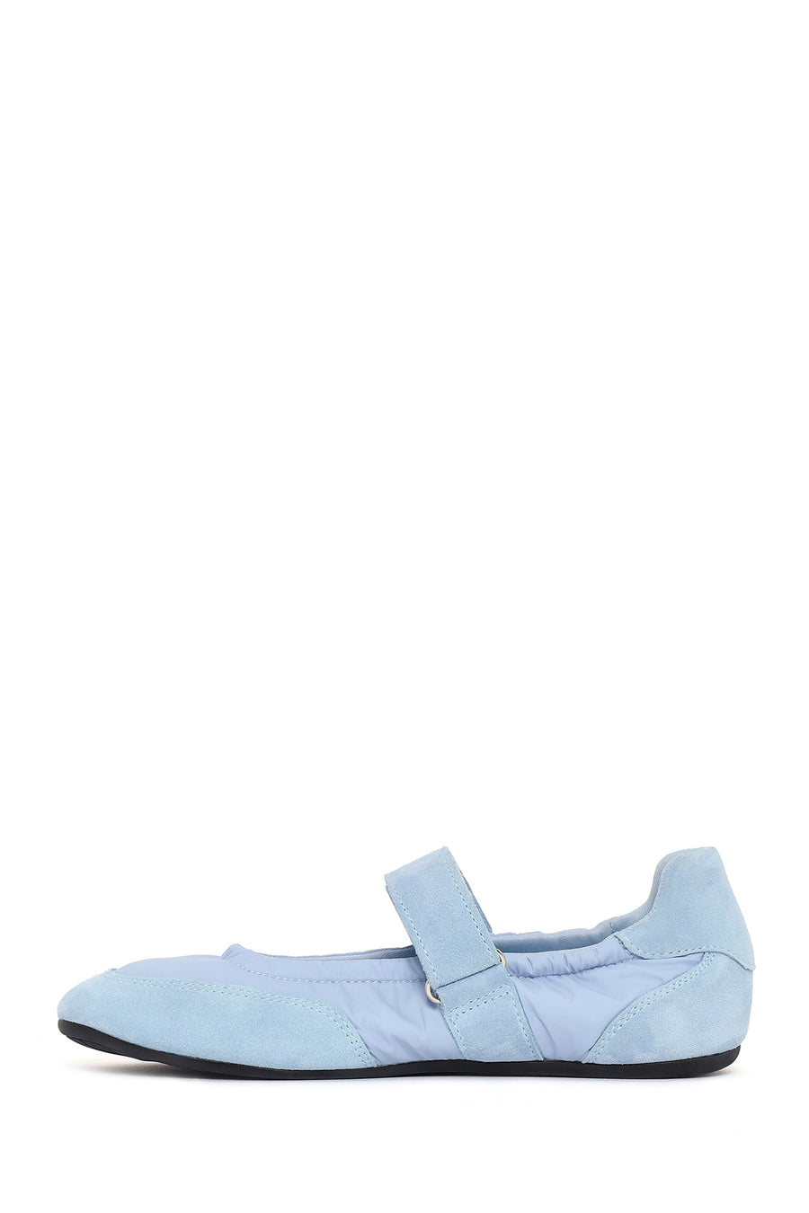 Women's Blue Strap Leather Sport Ballet Flats