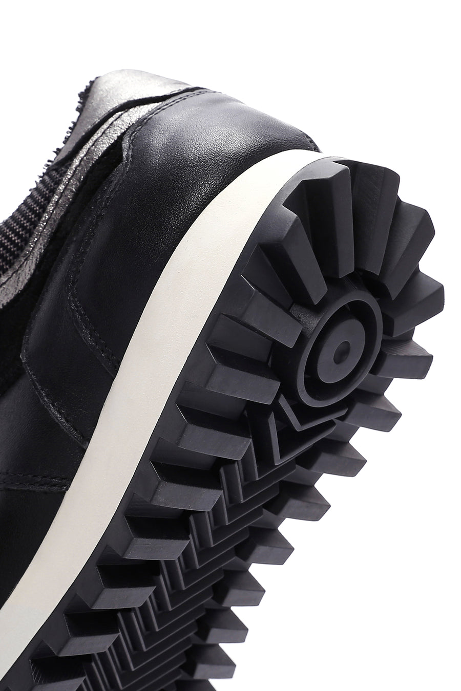 Kadın Siyah Kalın Tabanlı Deri Sneaker