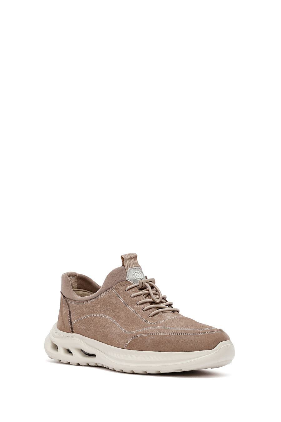 Erkek Vizon Bağcıklı Nubuk Deri Sneaker