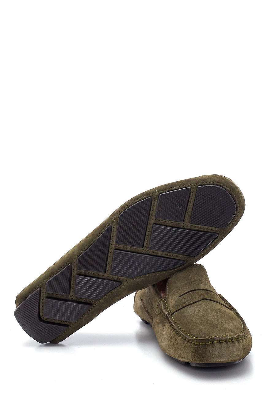 Erkek Haki Deri Süet Casual Loafer