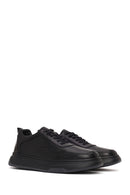 Male Black Lace-Up Thick-Soled Leather Sneaker | Derimod