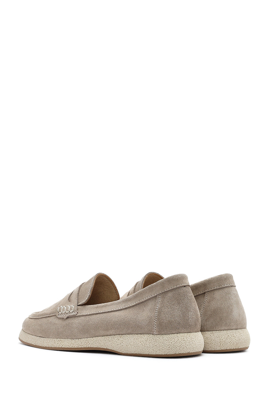 Women's Beige Suede Leather Loafer