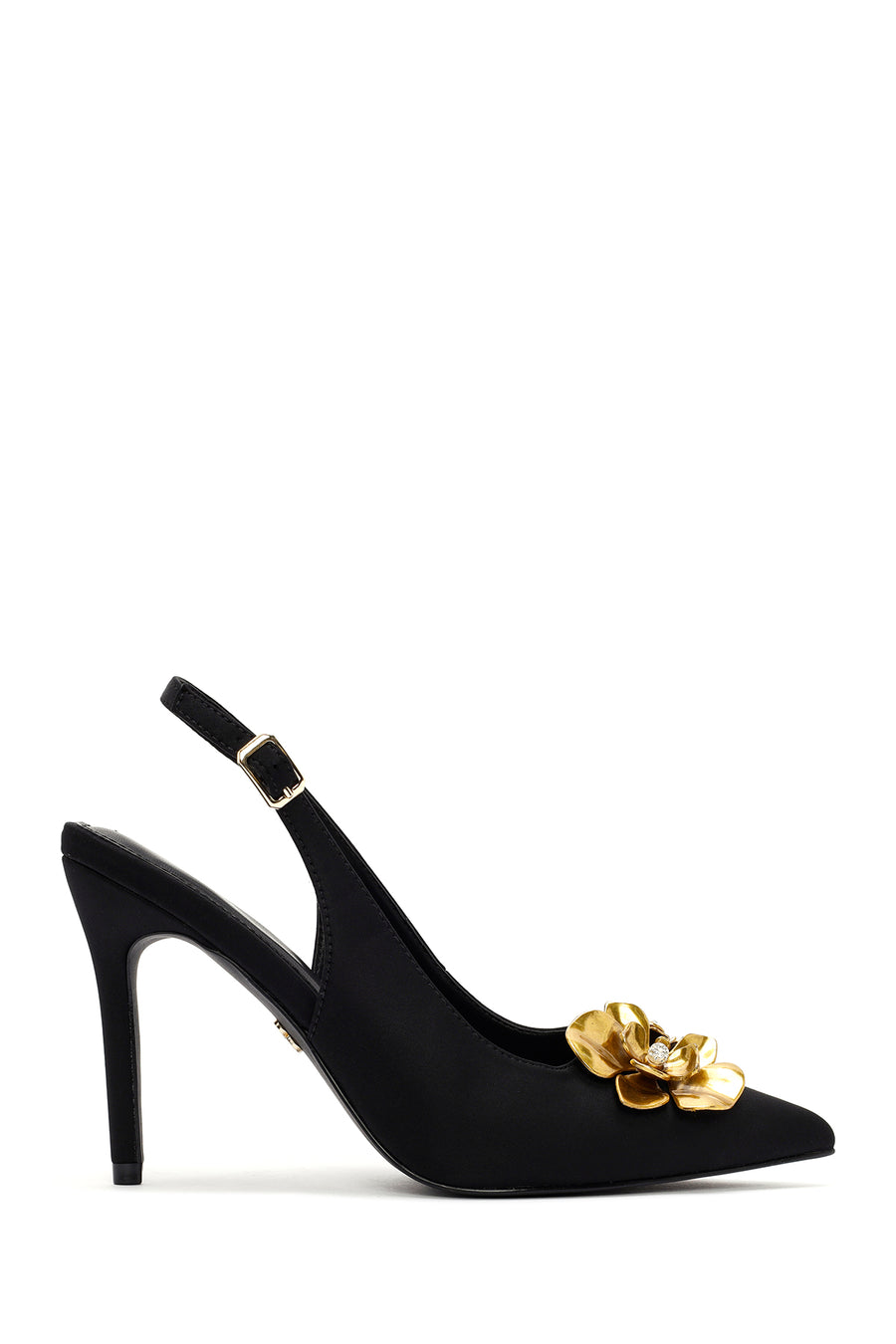 Women's Black Accessory Detailed Open Back Thin Heeled Shoes 24WFD44016F | Derimod