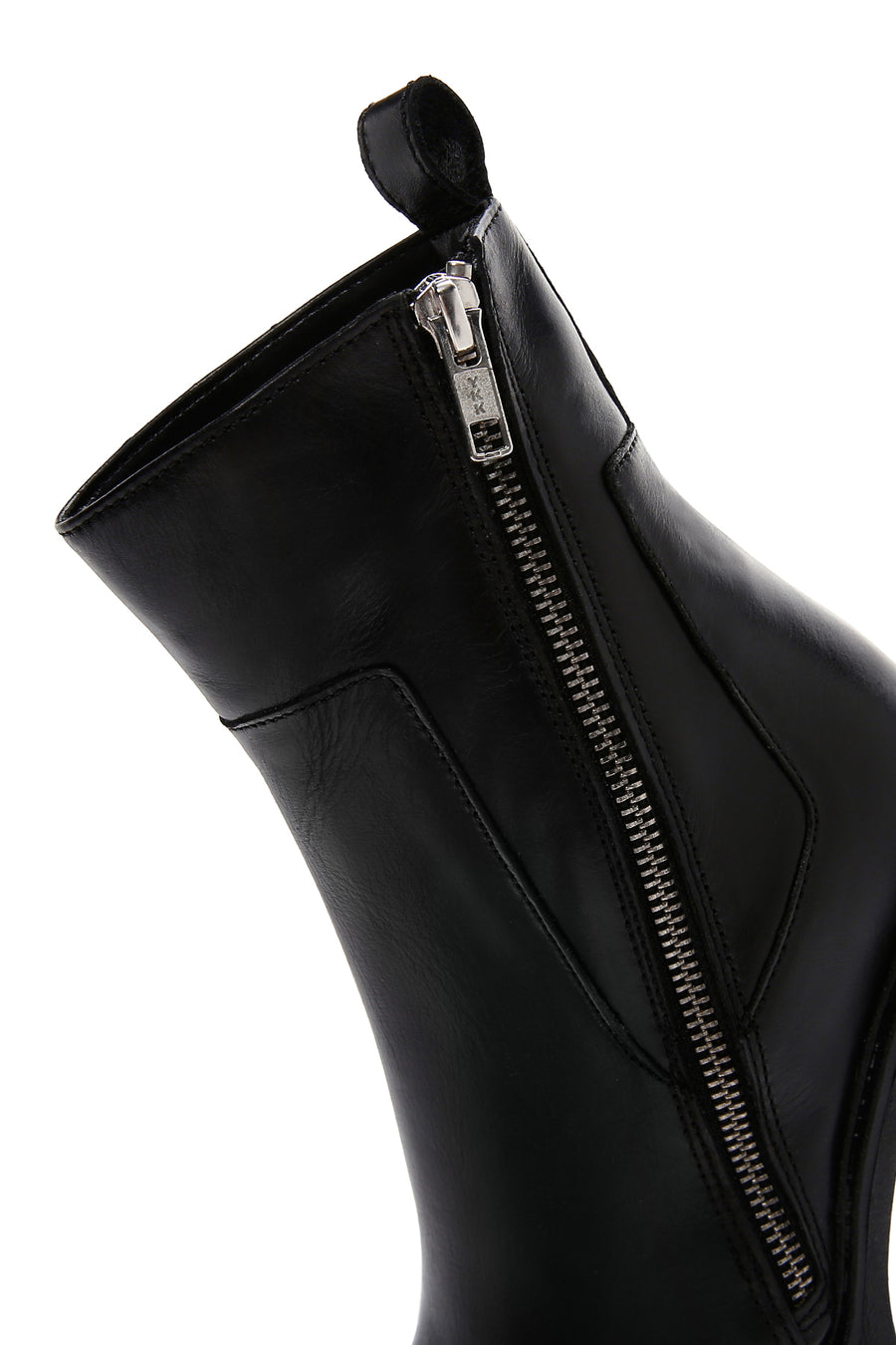 Women's Black Leather Zippered Platform Heeled Boots
