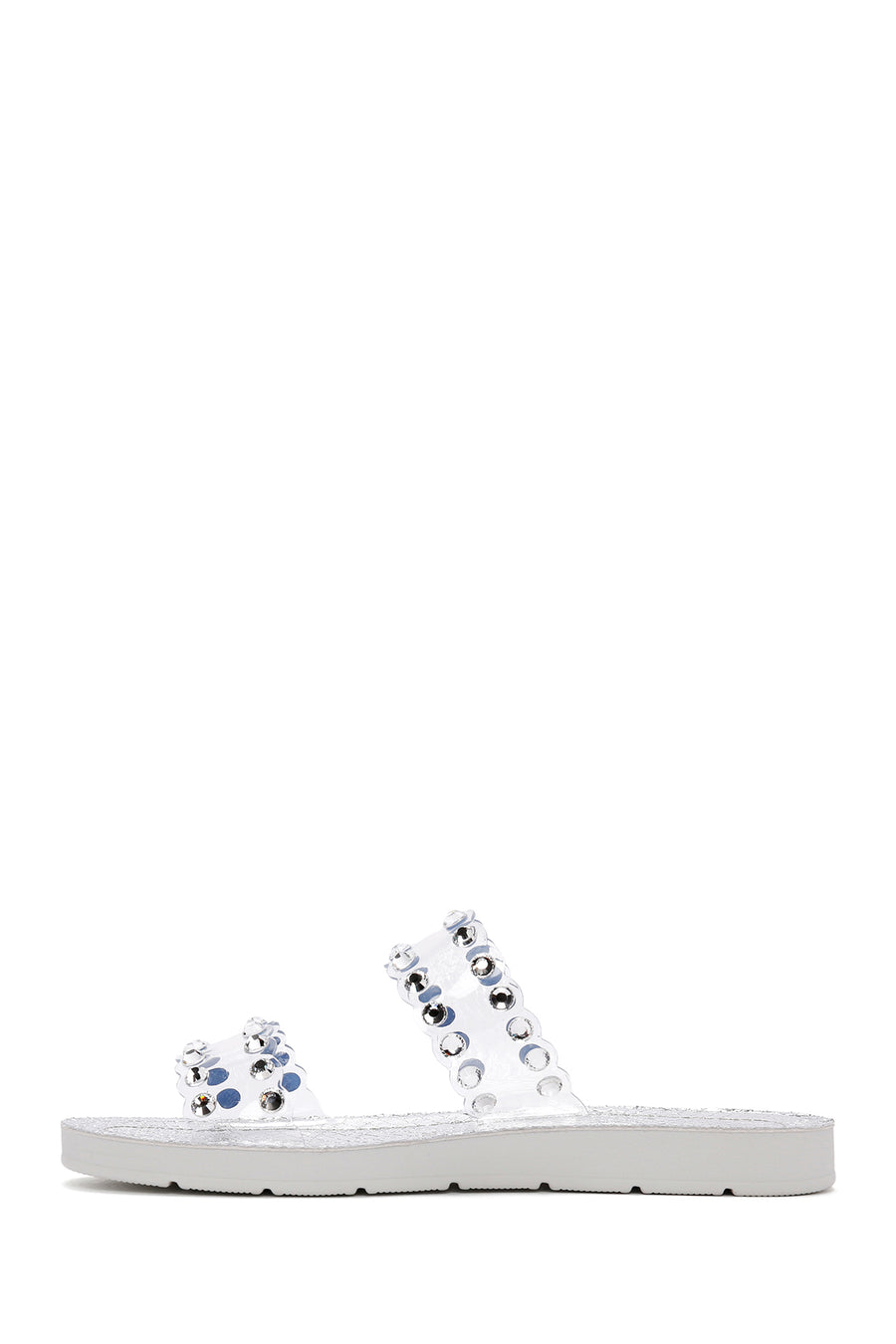 Kadın Gümüş Şeffaf Taşlı Terlik