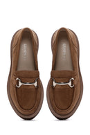 Women's Tan Suede Buckle Loafer | Derimod