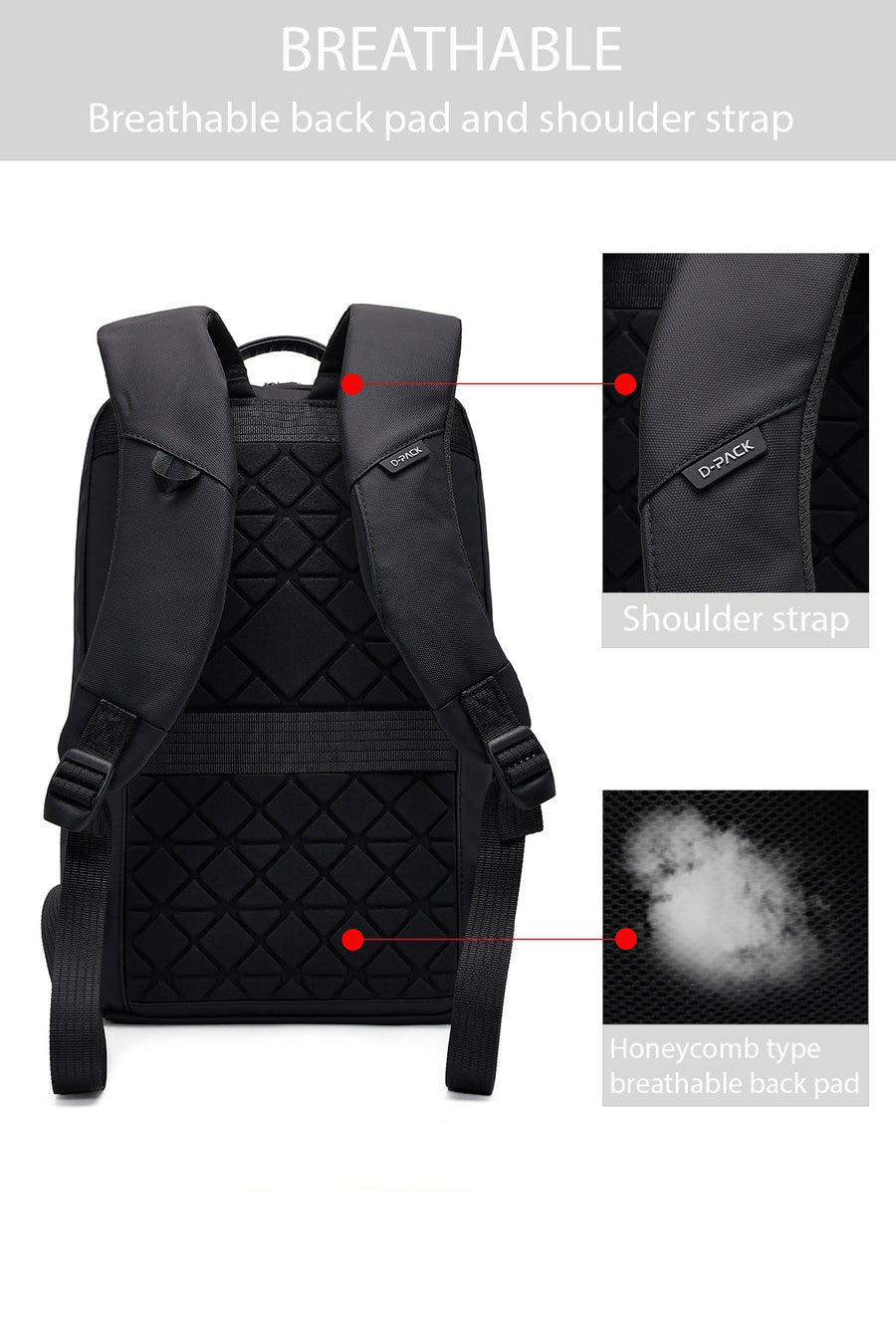 D-Pack Unisex Siyah Teknolojik Kumaş Sırt Çantası