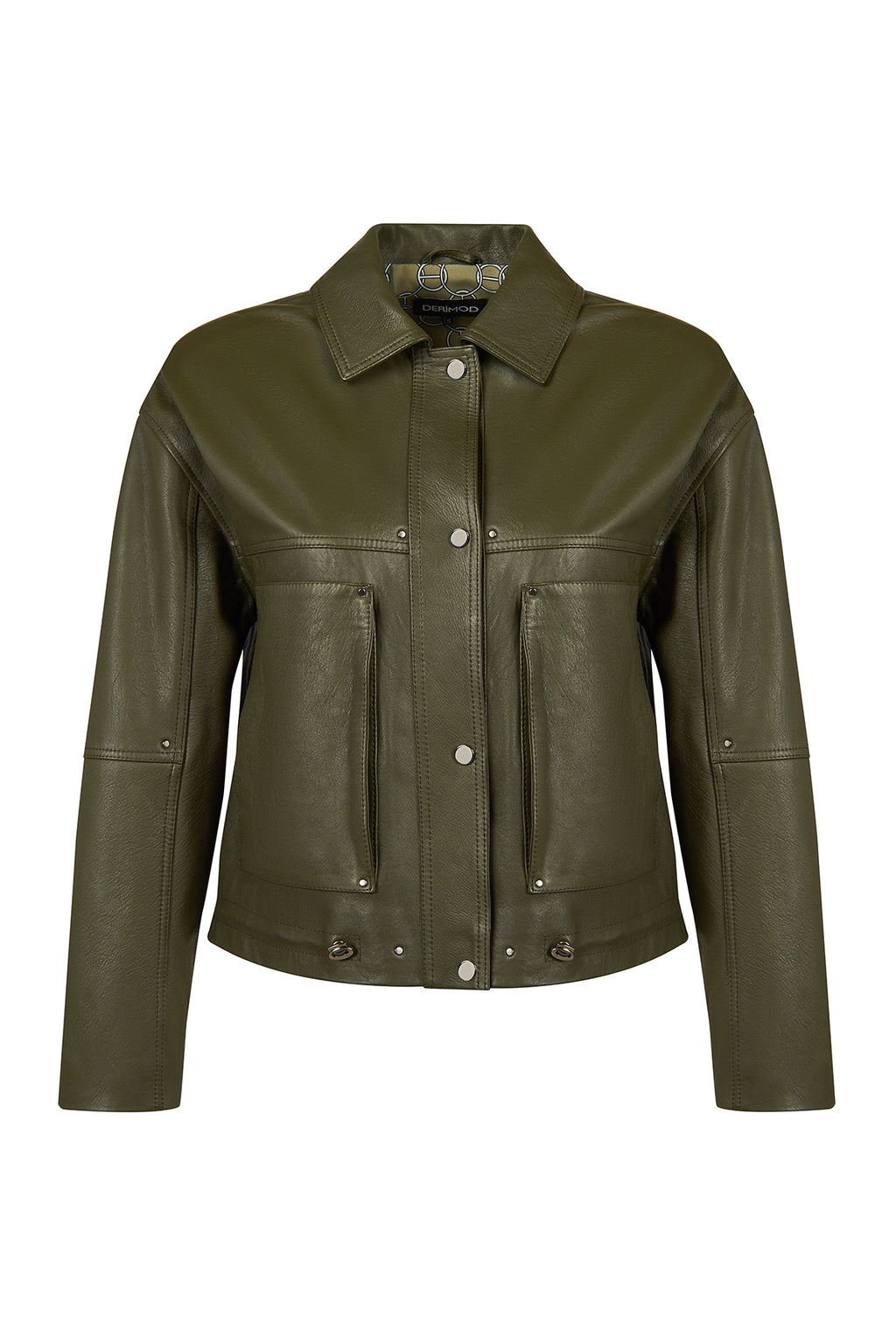 Madlen Kadın Yeşil Oversize Deri Ceket