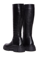 Women's Black Leather Zippered Thick Soled Boots | Derimod