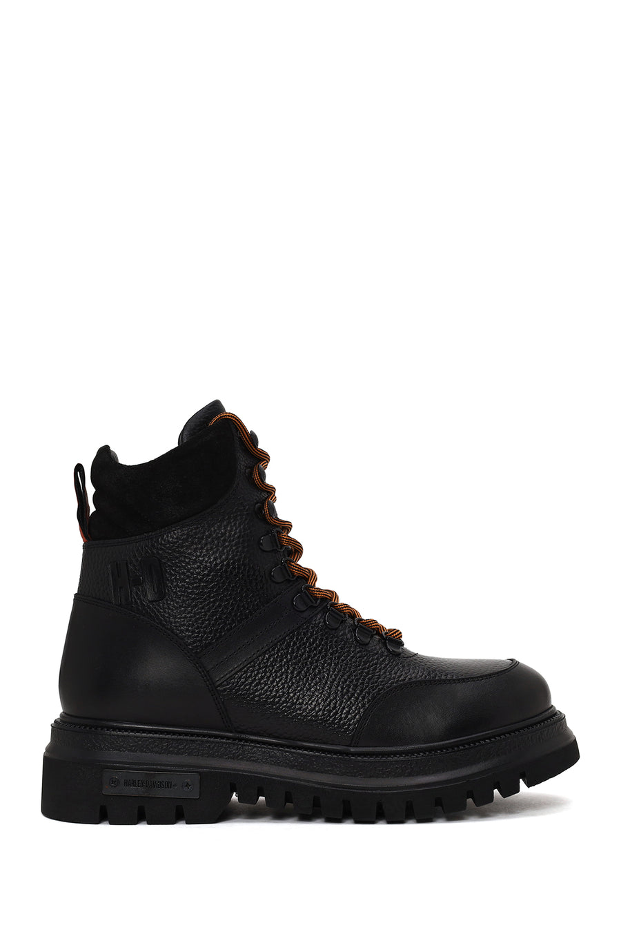 Harley Davidson Male Black Stein Lace-Up Thick-Sole Leather Combat Boots 021M100564 | Derimod