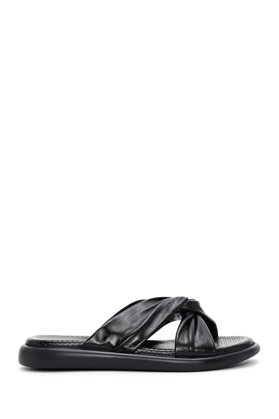 Women's Black Leather Comfort Slippers 23SFD360018 | Derimod
