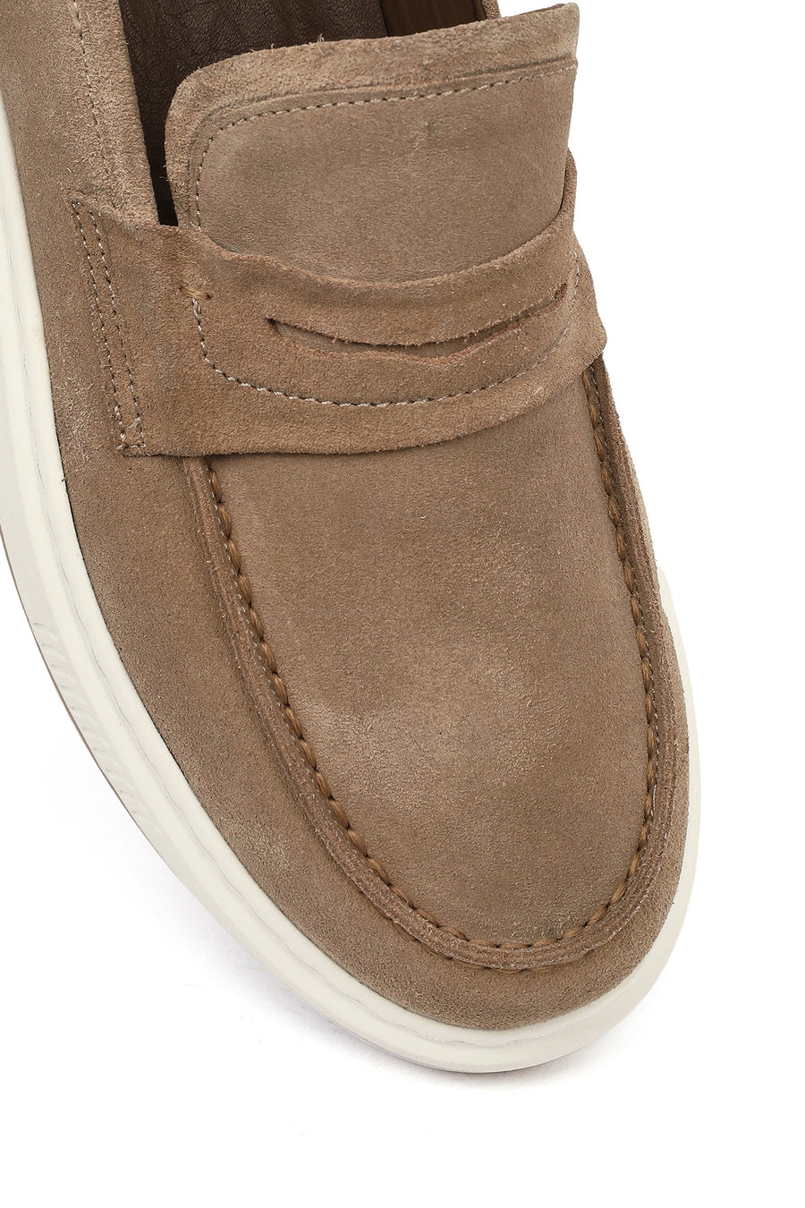 Erkek Bej Süet Deri Casual Loafer