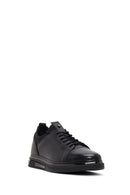 Erkek Siyah Bağcıklı Deri Sneaker | Derimod