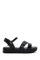 Women's Black Leather Bodrum Sandals | Derimod