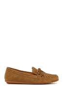 Woman Tan Suede Loafer | Derimod