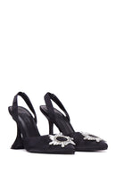 Women's Black Stone Heeled Shoes | Derimod