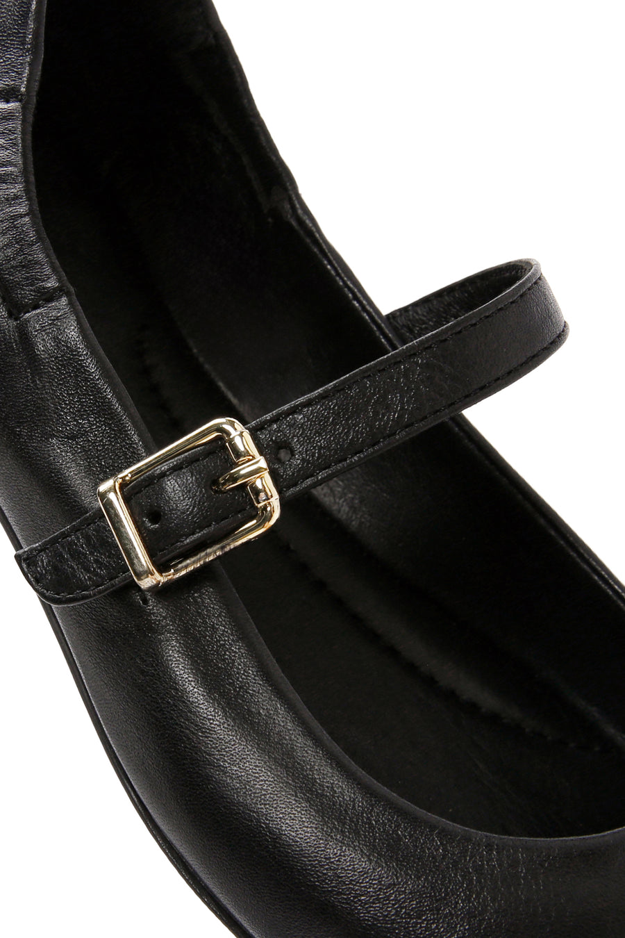 Women's Black Banded Leather Ballerinas