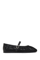 Woman Black Buckled Mesh Ballerine flats | Derimod