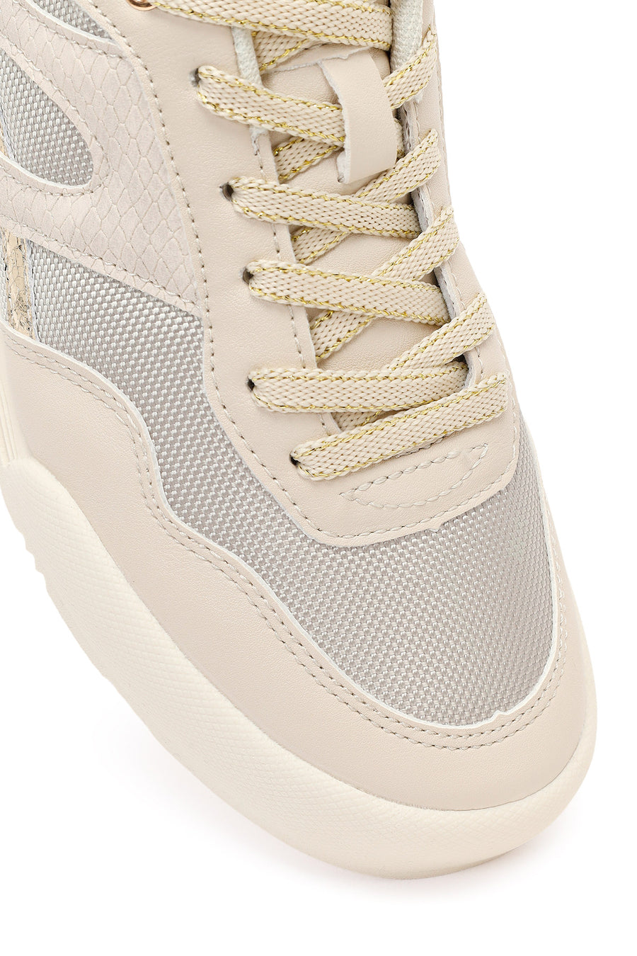 Kadın Bej Bağcıklı Sneaker