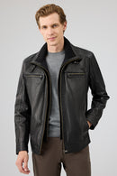 Mateo Men's Black Leather Jacket | Derimod