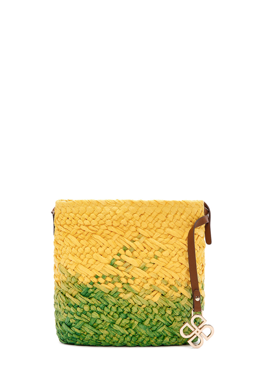 Women's Yellow Green Long Strap Straw Crossbody Bag