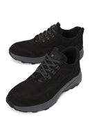 Male Black Lace-Up Thick-Soled Nubuck Leather Casual Sneaker | Derimod