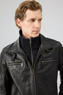 Mateo Men's Black Leather Jacket | Derimod