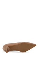 Woman Beige Thin-Heeled Leather Stiletto | Derimod