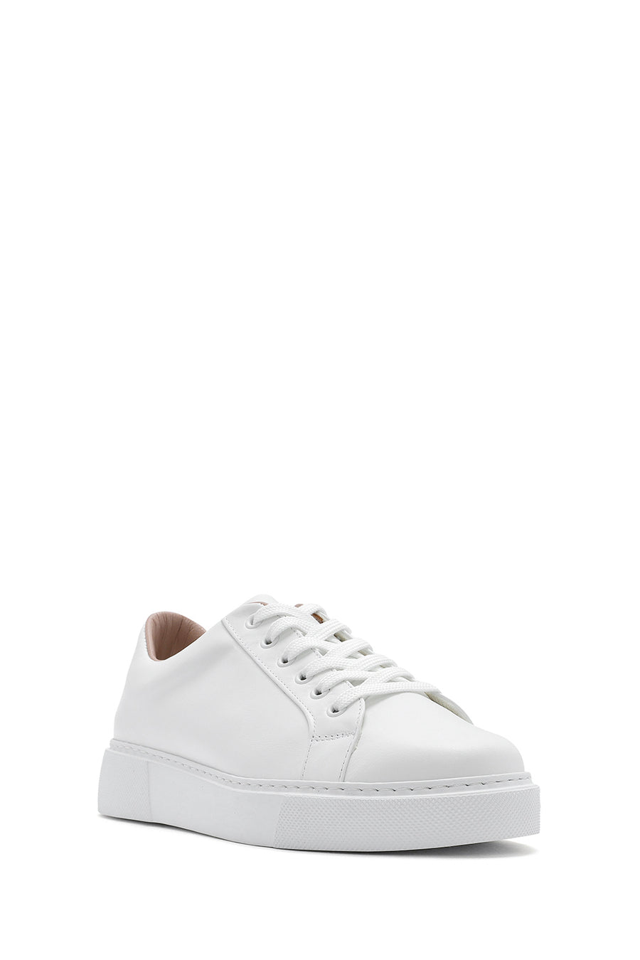 Kadın Beyaz Bağcıklı Deri Sneaker