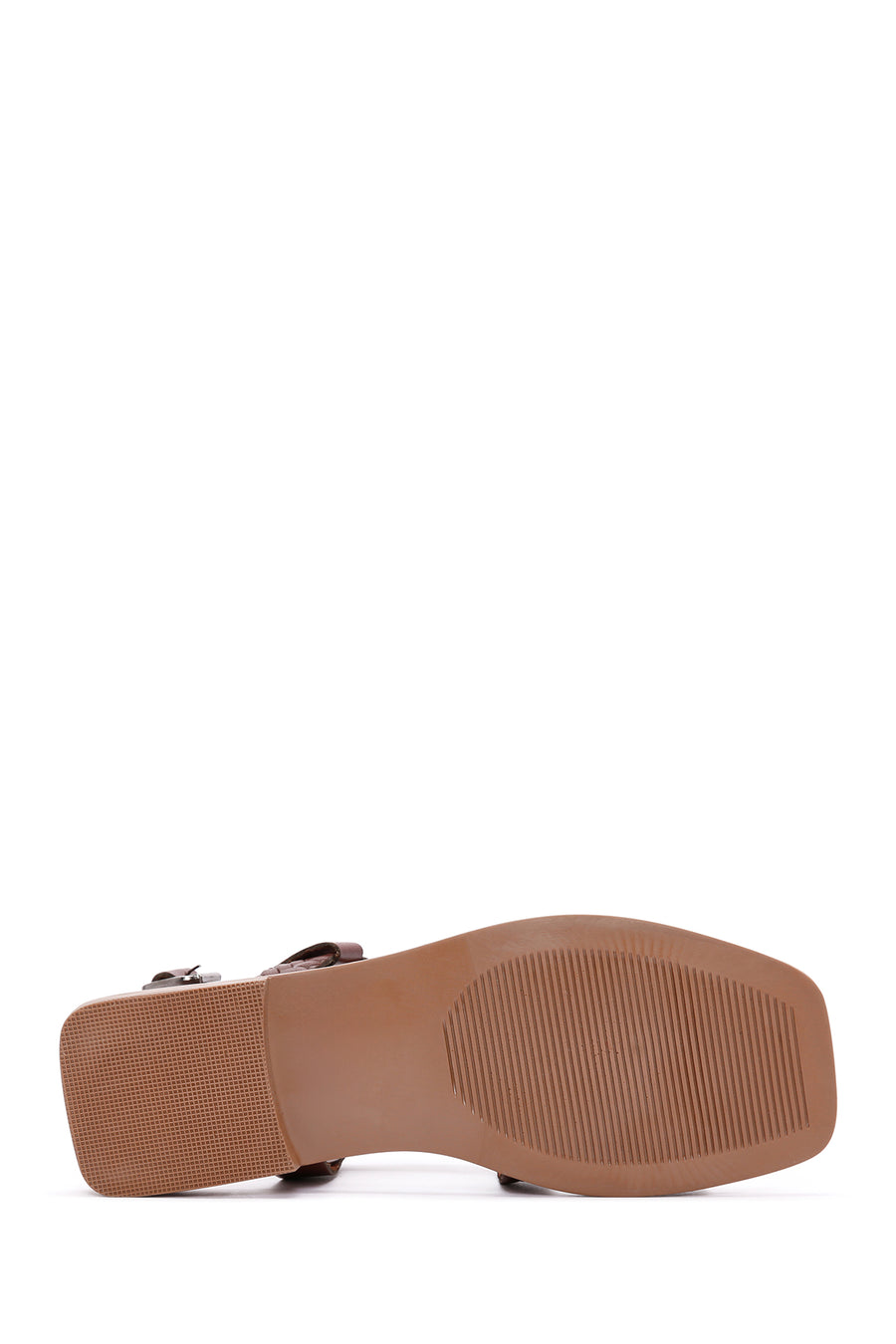 Women's Brown Knitted Detailed Leather Bodrum Sandals