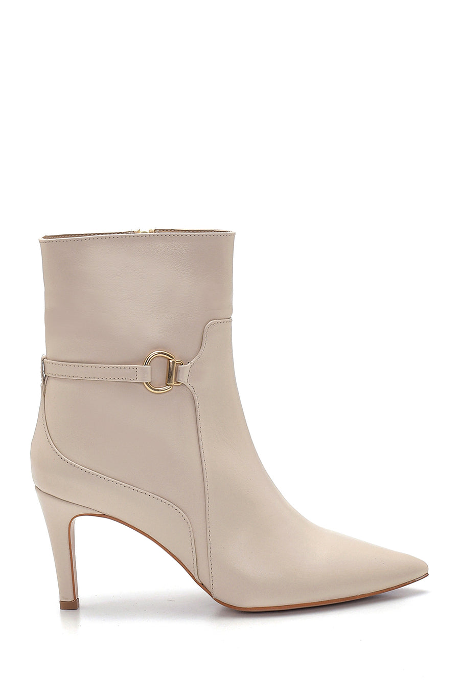 Women's Leather Metal Detailed Heeled Boots 21WFD162918 | Derimod