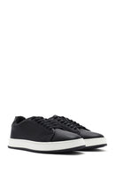 Erkek Siyah Bağcıklı Deri Sneaker | Derimod