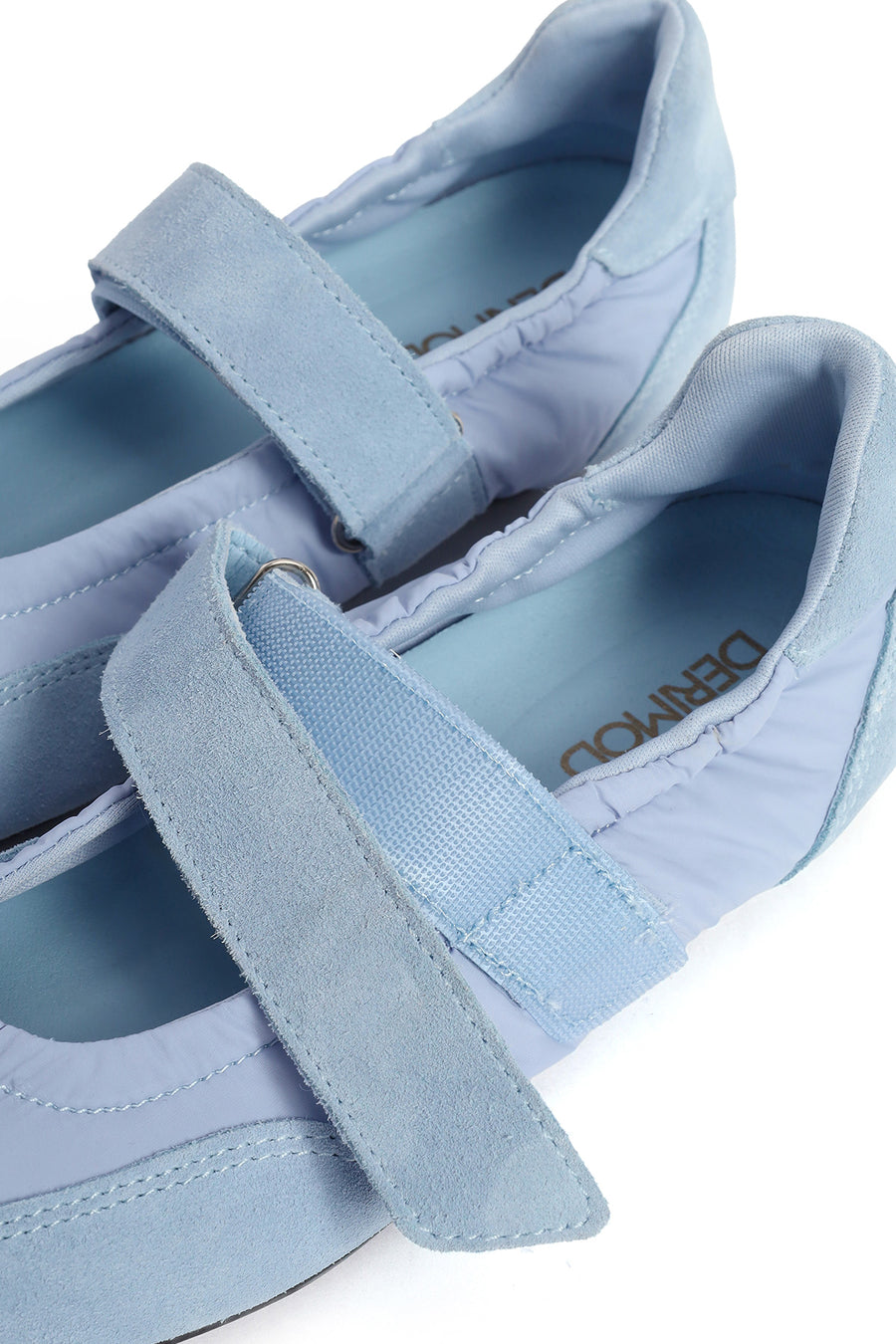 Women's Blue Strap Leather Sport Ballet Flats