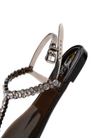 Women's Black Jelly Sandals with Stones | Derimod