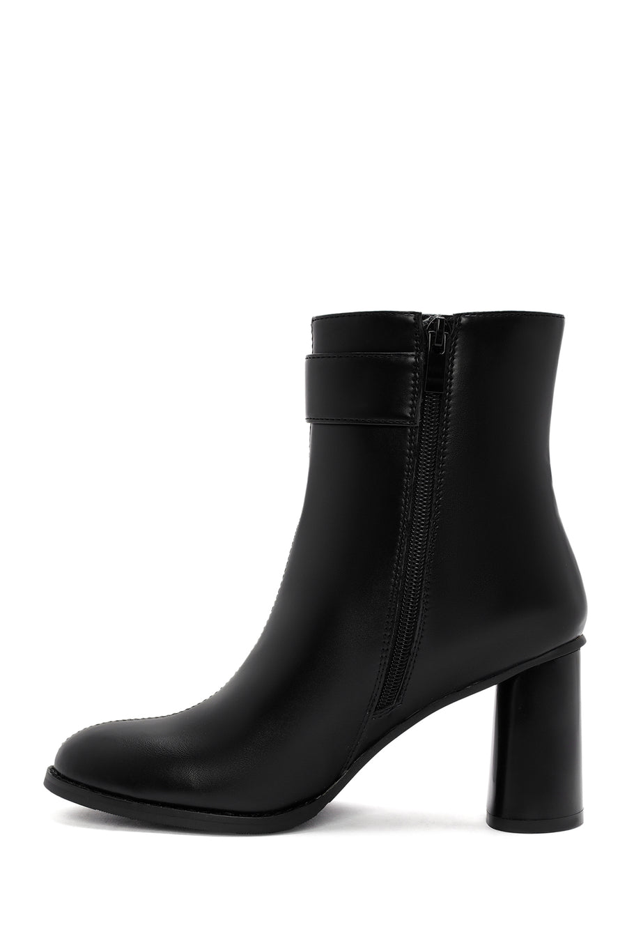 Women's Black Accessory Detailed Zippered Thick Heeled Boots