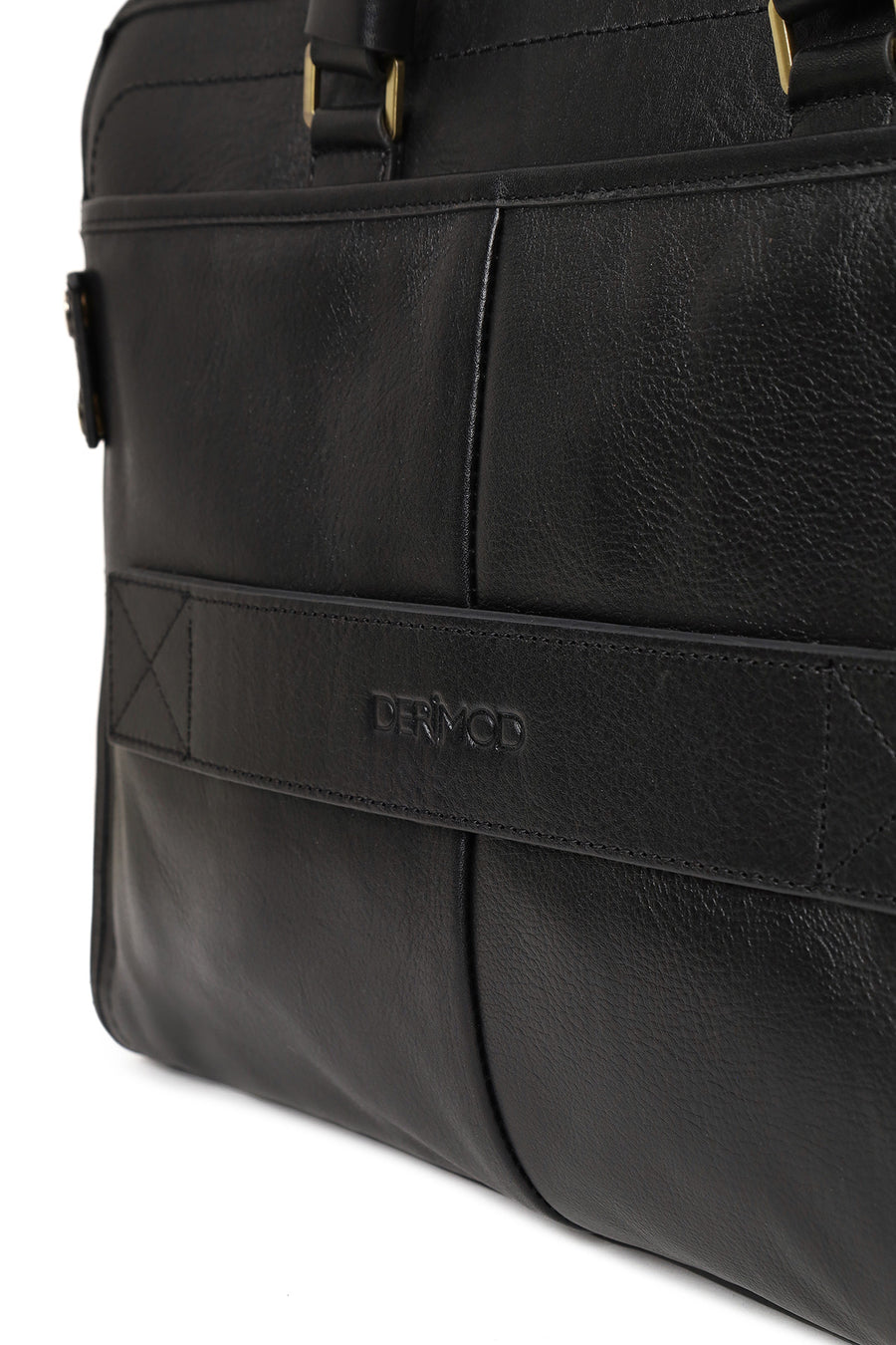Male Black Long Strap Leather Briefcase