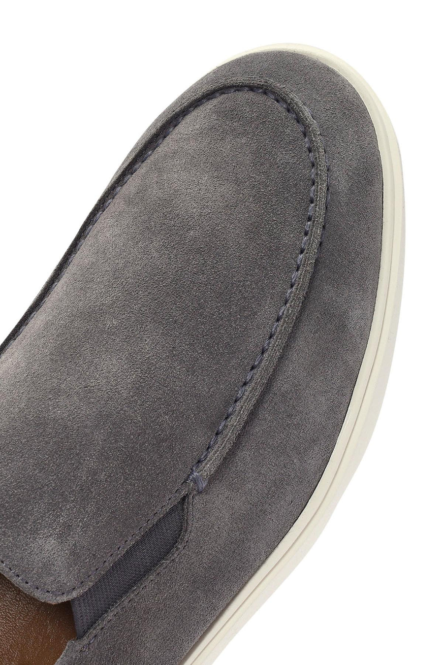Erkek Gri Süet Deri Casual Loafer