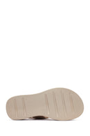 Women's Cream Ankle Buckle Thick Soled Leather Comfort Sandals | Derimod