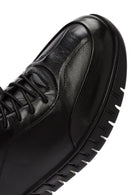 Derimod Fly Erkek Siyah Bağcıklı Deri Casual Sneaker | Derimod