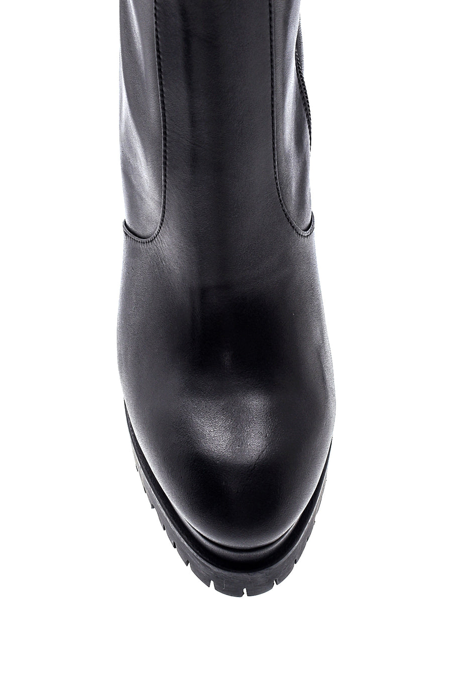 Women's Leather Platform Heeled Boots