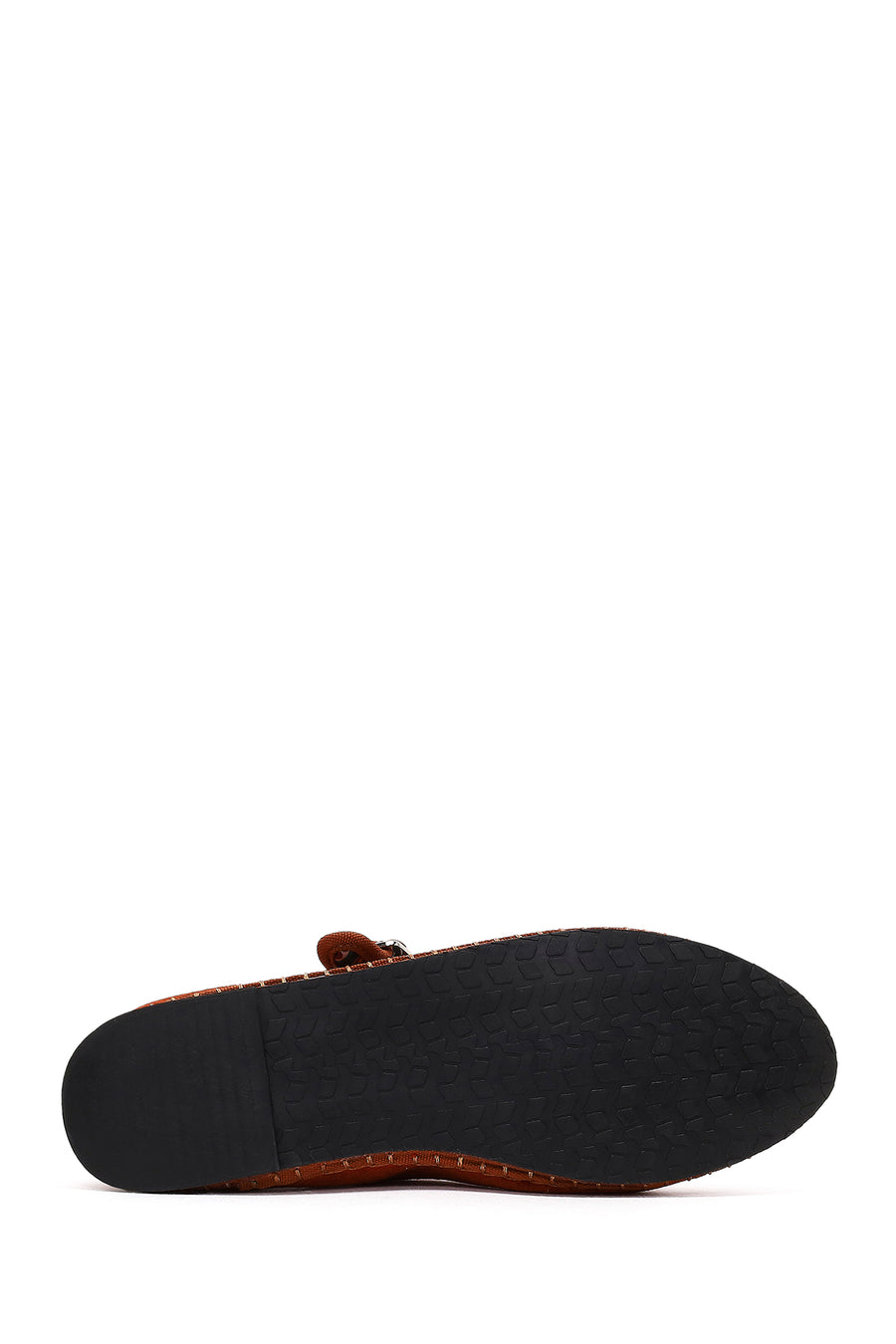 Women's Orange Buckled Fabric Ballet Flat