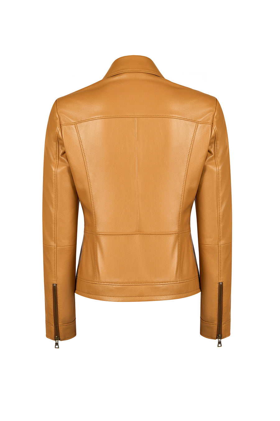 Loretta Woman Camel Short Leather Jacket