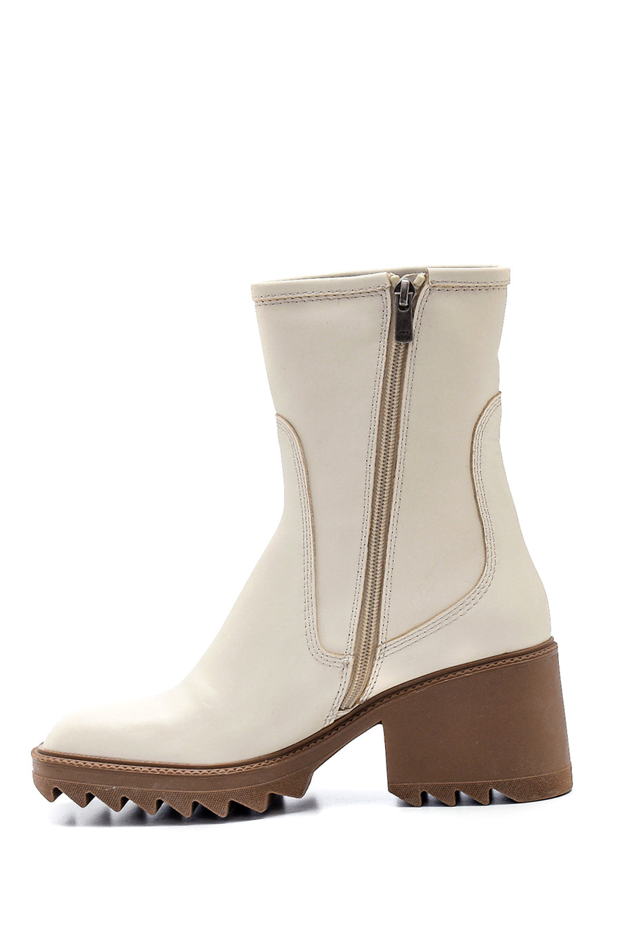 Women's Leather Zippered Heeled Boots