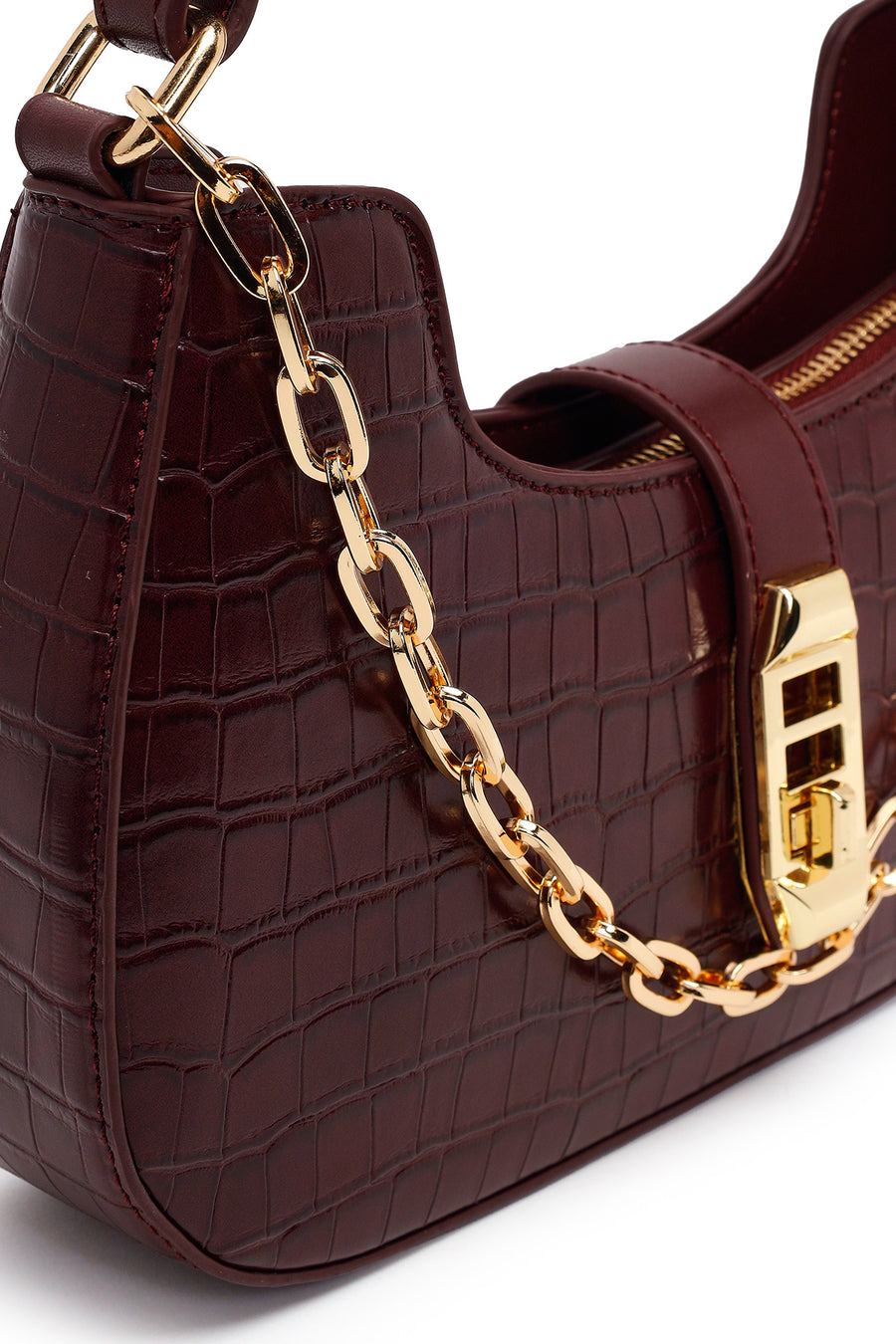 Woman Bardo Long Strap Crocodile-Embossed Shoulder Bag