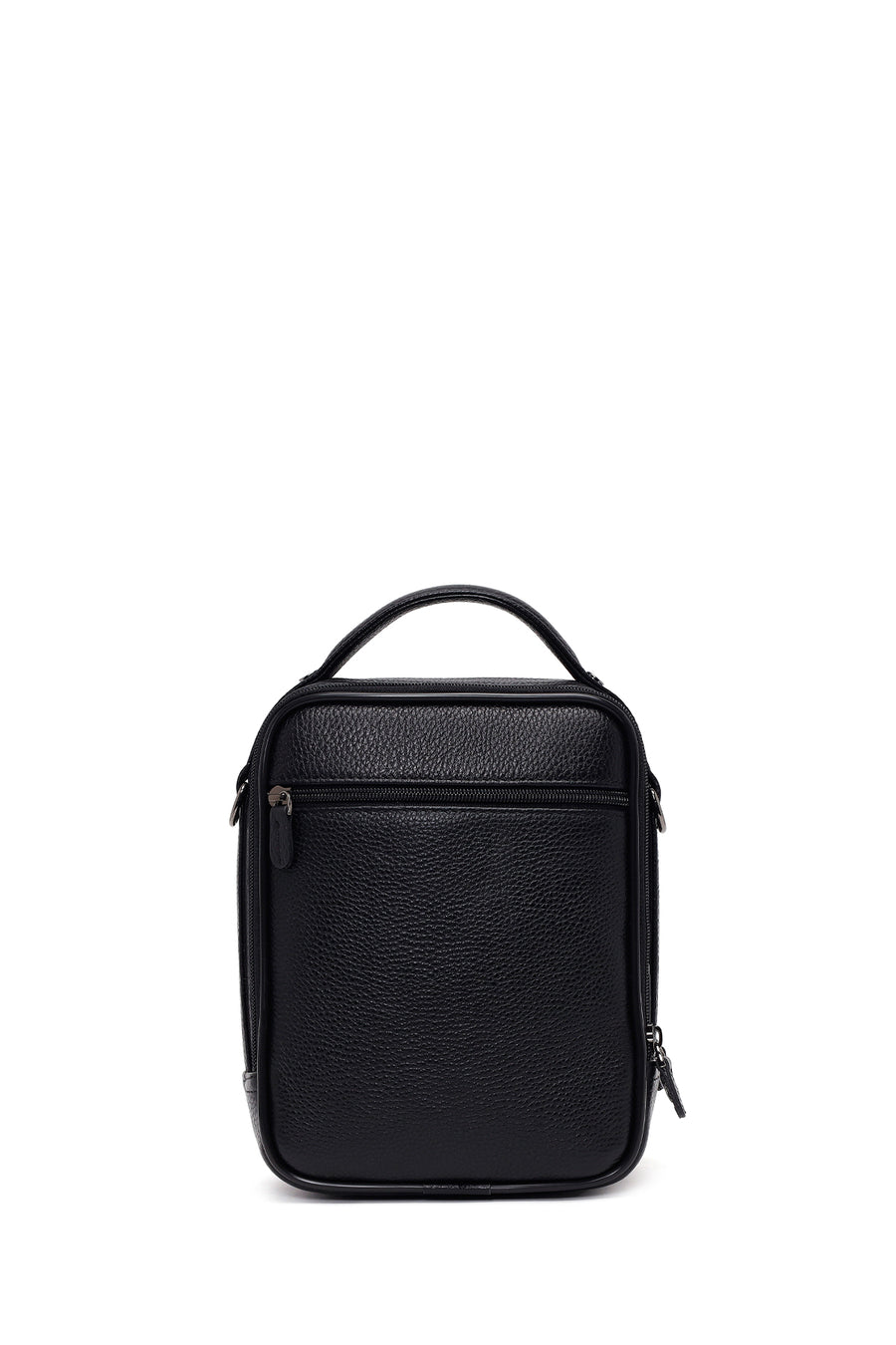 Male Black Long Strap Leather Mini Handbag