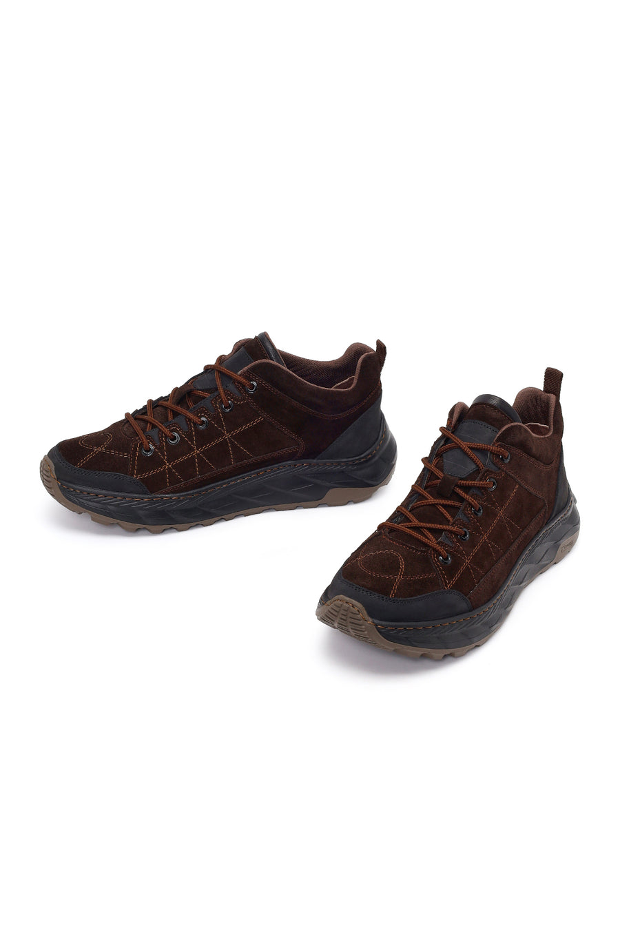 Male Brown Lace-up Thick-soled Suede Leather Sneaker