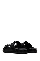 Men's Black Leather Slippers | Derimod